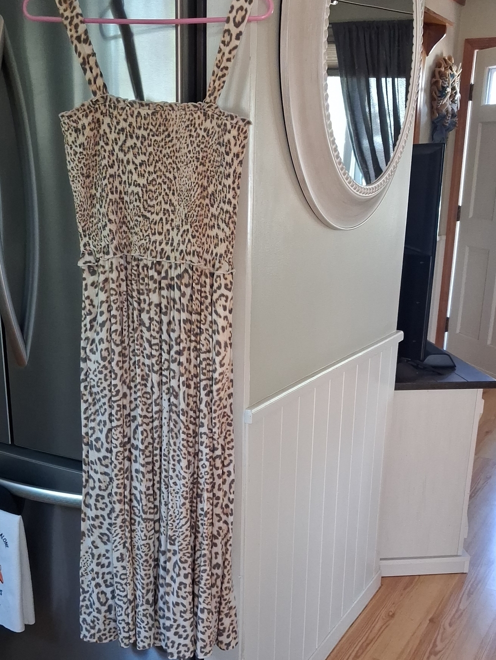 aerie Leopard-Print Maxi Dress in Beige and Brown